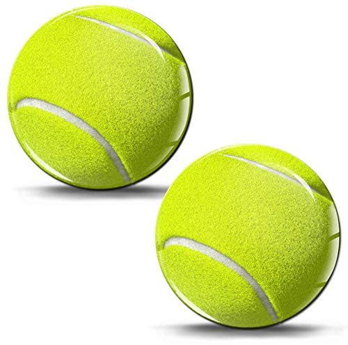 SkinoEu® 2 x Aufkleber 3D Gel Silikon Stickers Sport Tennis Ball Aufkleber Auto Moto Motorrad Fahrrad Skate Fenster Tür PC Tablet Laptop KS 41