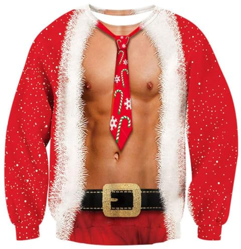 Rave on Friday Weihnachtspullover Neuheit 3D Druck Hässlich Weihnachten Sweatshirts Pullover Jumpers Ugly Christmas Sweater S-XXL