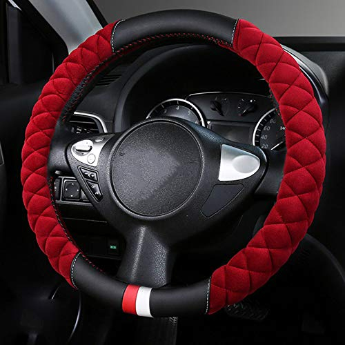 Lenkradbezug Fall Winter Warm Plüsch weichen Plüsch Set Universal Fell Rad Auto Interior Accessoires rot