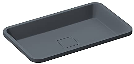 Mai & Mai Vasque à Encastrer Gris Noir Mat Rectangulaire 53cm Lavabo Salle de Bain Évier Lave Mains avec Cache Bonde Col104