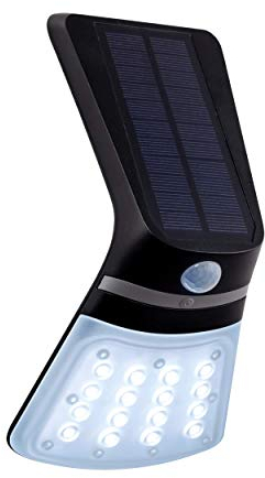 Eglo Lamozzo 1 Lampada da Parete per Esterni a 2 Luci con Sensore di Movimento, IP44. in Plastica Nera, Trasparente, Sensore Giorno e Notte, Batteria Bianca Calda, Bianco Neutro