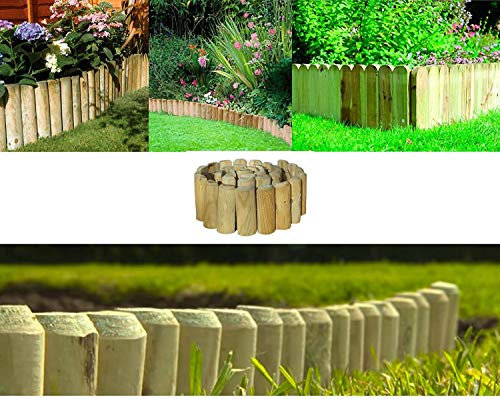 6FT LONG GARDEN LOG ROLL BORDER EDGING OUTDOOR LAWN EDGE FLEXIBLE WOODEN SUITABLE FOR EDGING FLOWER BEDS LAWNS PATHS 180CM X 15CM (2 ROLLS)