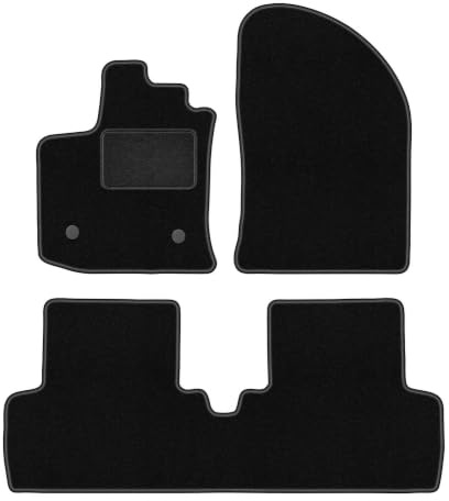 Velours-Fußmatten passend für Dacia Lodgy 2012-, Schwarz, LUX, passgenau | passend für Minivan; Velours-Teppich (Polypropylen), ca. 6,5 mm; rutschfest, runde Befestigungen (Typ RN)