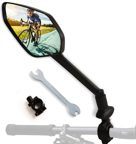 tEEZErshop Fahrradspiegel links, HD Konvexspiegel Rückspiegel Fahrrad,Extra Großer Spiegelfläche,Fahrradspiegel für E-Bike& E-Scooter Lenker,Universal Fahrrad Rückspiegel(Links)