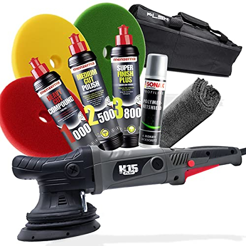 detailmate Auto Polier Set: PLSH H15 Exzenter Poliermaschine + Menzerna Autopolituren + Garage Freaks Polierpads + SONAX Ceramic Quick Detailer + Poliertuch 550GSM