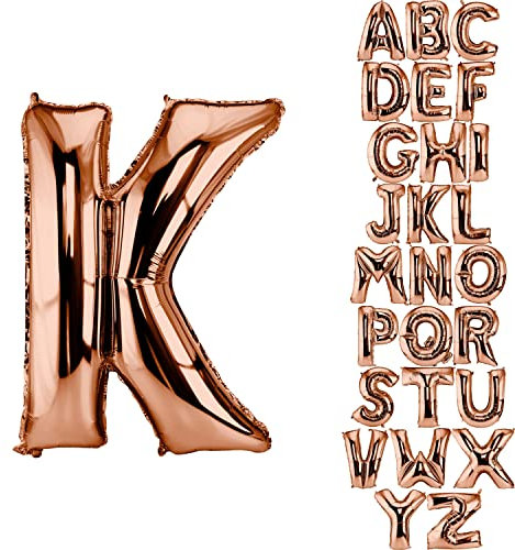 DekoRex Folienballon Rosegold 40cm Luftballon Geburtstag Hochzeit Deko (Buchstabe K)