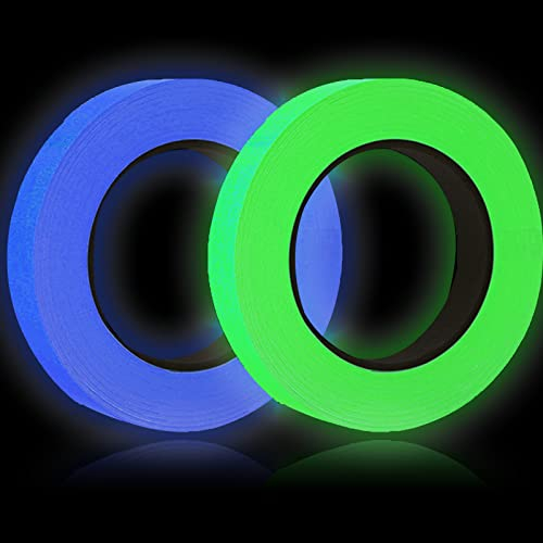 2 Rolle Fluoreszierendes Leuchtendes Klebeband YUTOU 1cm × 5m Glow in The Dark Tape Selbstklebendem Leuchtendes Band Wasserdicht Luminous Tape Phosphor Markierungsband Leuchtklebeband