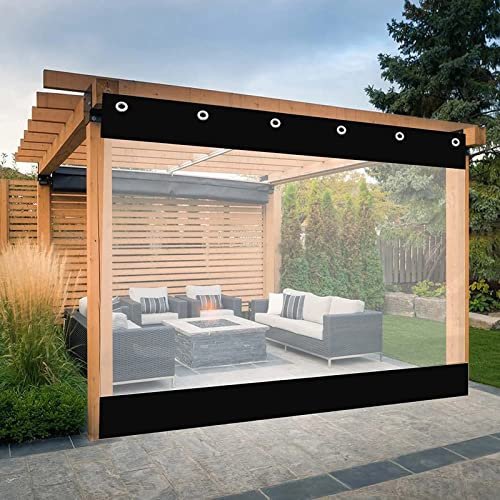 Transparent Side Panels for Pergola, Outdoor Waterproof Curtain Tarpaulin, Windshield Tear Resistance with Eyelets, for Wood Framed Gazebo, Terrace ( Color : Transparent+Black , Size : 2.20x2.50m )