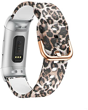 Sport Armbänder Für Fitbit Charge 3 Armband/Fitbit Charge 4 Silikon Ersatzband Für Damen Herren Armband mit Kompatibel mit Fitbit Charge 3 Armband/Fitbit Charge 4 (Leopard)