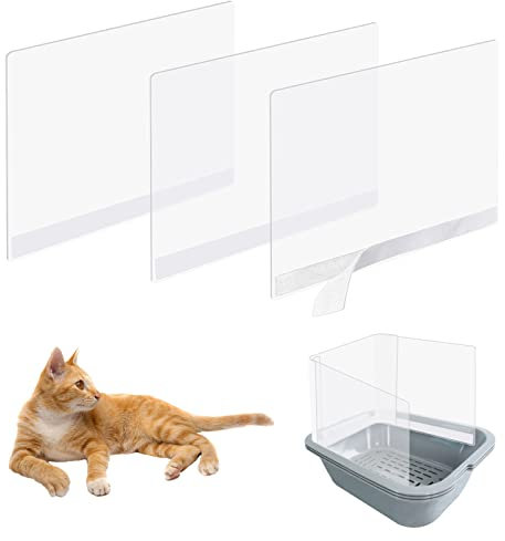 3Pcs Cat Litter Box Pee Shields, High-Sided Easy Clean Litter Pan Pee Privacy Shields Splash Guard for Open Top Litter Pan(Litter Box Not Included)