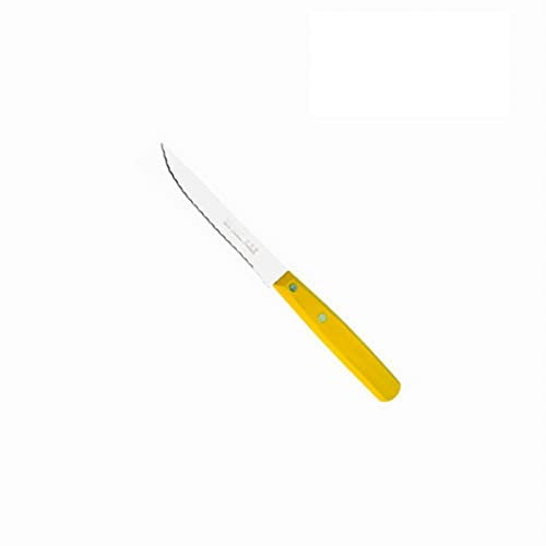 Nogent Couteau à steak 11 cm face de coupe dentelée avec manche en bois jaune Couteaux
