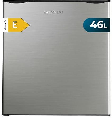 Cecotec Mini Nevera Frigorífico de 46 L GrandCooler 20000 L SilentCompress Inox. Altura 48,7cm, 48 cm de Ancho, Bajo Consumo, Puerta Reversible, Funcionamiento Cíclico, Diseño Compacto