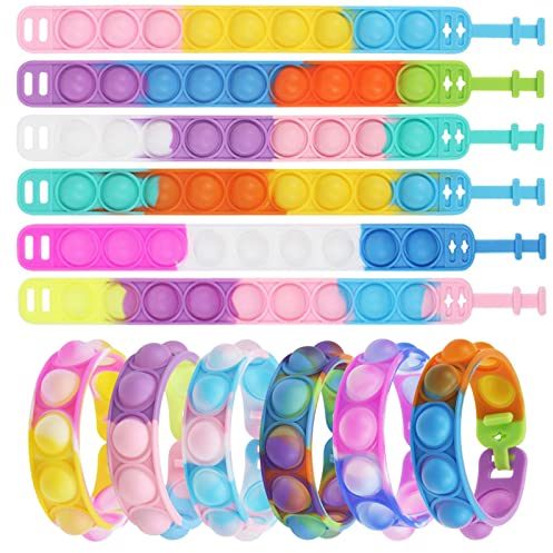 GoPaw 12 Stück Popit Armband Set, Bubble Fidget Armband Spielzeug, Zappelspielzeug Armband, Pop up Armband, Pop Bubble Fidget Armband Spielzeug für Kinder Erwachsene