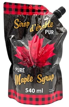 Sirop d'érable du Canada en Pochette de 540 ml - Pratique avec bec verseur - 100% pur - Les Trésors d'érable