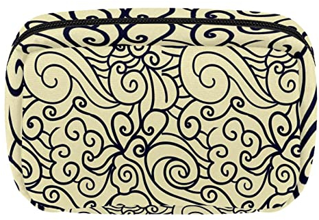 Kosmetiktasche mit Reißverschluss, Make-up-Tasche, Reise-Kulturbeutel für Frauen, chinesische Wolken, Beige, Mehrfarbig, 17.5x7x10.5cm/6.9x4.1x2.8in