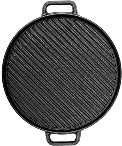 Bargain House - Round Grill Pan - Cooking Utensil - Iron, Aluminium or Stainless Steel - Cook Burgers, Steak, Meat, Vegetables - Stable Handles - Fat-Free Fryer - Strong & Sturdy - Black