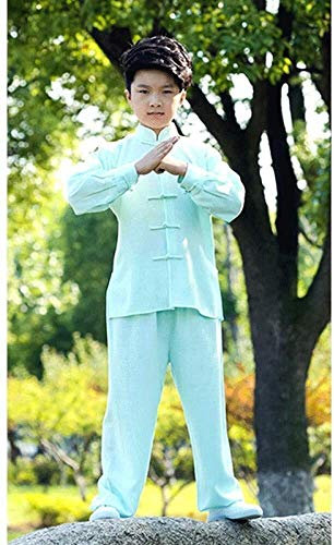 Conjunto de Uniforme de Tai Chi de Cuatro Estaciones, Traje de Artes Marciales Ropa de Tai Chi para niños, Traje de Ropa de práctica, Algodón y Lino de otoño Niñas Niños Kung Fu Blanco Niños, Traje de