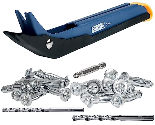 Rapid XP10 Kit. Applicatore per Tasselli ad Espansione in Metallo per Pareti Cave M4 e M5, 2 Punte per forare, 1 punta per avvitare e 20 Tasselli ad espansione, Supportano fino ad un Carico di 40 Kg