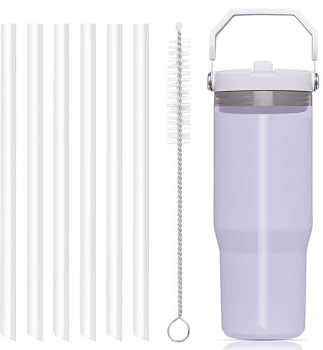 Replacement Straws Compatible with 20oz Stanley IceFlow Stainless Steel Tumbler with Straw-The IceFlow Straw Replacement-Accessories Set Include 6 Hard Straws,1Cleaning Brush