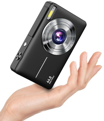 Cámara Digital Compacta FHD 1080P 44 MP Cámara de Fotos Digital, Cámara Compacta Digital Zoom de 16X, Cámara de Vlogging Portátil para Niños, Adolescentes, Mayores, Principiantes (Negro)
