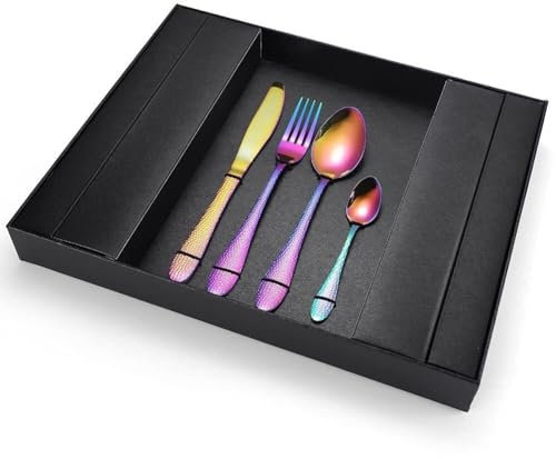 MAHWER 32 Pieces Stainless Steel Cutlery Set, Silverware Sets Service for 8, Kitchen Flatware/Dinnerware Spoon Fork Knife Mirror Polished Dishwasher Safe