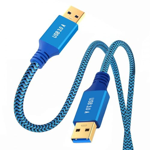 CY Cable USB 3.0 Type-A Male to USB3.0 A Male Cable Extension Blue Sleeve 5Gbps for Disk SSD Camera Data 60cm