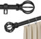 16mm Gardinenstangen 67-227cm, Schwarze Gardinenstange mit Ausgehöhlte Runde Endstücke und Halterungen für Schlafzimmer, Wohnzimmer