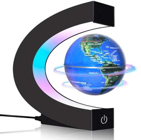 Poojaed Magnetische schwebende Globuslampe mit LED-Lichtern, coole Gadget C Frame Globe für Büro Haus Bücherregal Schreibtisch Dekor, Coole Geschenk für Männer Frau Vater Ehemänner(Globus8,5cm)