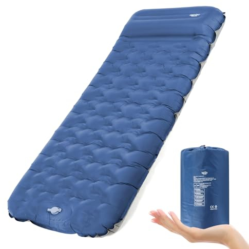 NIKYPJ Isomatte Selbstaufblasend【Benötigt Fußinflation】, 12cm Luftmatratze Camping, Aufblasbare Isomatte Ultraleicht Wasserfest mit Kissen für Wandern, Draussen, Camping, Reisen