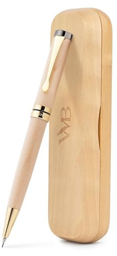 Wordsworth & Black Porte-Mine en Bambou 0,7mm de Luxe | Cadeau Unisexe, Érable, Mécanisme Rotatif, 20 Mines HB, Croquis, Élégant, Ingénieurs et Architectes