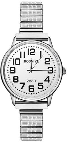 OIDEA Damen Uhren mit elastischem Armband: Silber Armbanduhr mit Großem digital Zifferblatt Analog Quarz Edelstahl Klare Uhr Vintage Geschenk für Frauen der Alte