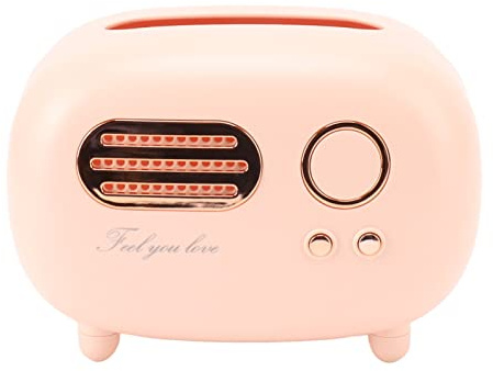 Boîte à mouchoirs vintage en forme de radio, belle décoration pour chambre, table, bureau, plastique (rose)