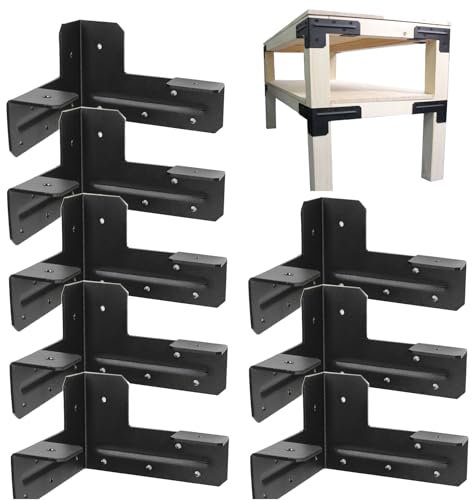 8Pcs Workbench Kit SupConn with 96 Screws, Workbench Legs Brackets, Workbench Corner Brackets for Wood Workbenches, Workbench Bracket for Tables, Pergola and More,Color Black
