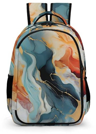 TPISLI Ranzen Mädchen 5 Klasseranzen Marmorierung Ranzen Mädchen 5 Klasse Schulranzen Mädchen 1. Klasse bunte Murmel Leichter Reise Outdoor Freizeit