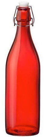 KWARE Vintage Style Glass Bottles 1 Litre Swing Top Bottles - Ideal for Domestic or Commercial Use - Fill with Water, Wine, Liquor, Oil, Beer, Schnapps or Cordials (Swing top Red)