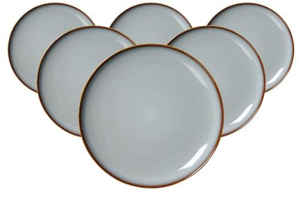 Ritzenhoff & Breker Portofino Dessertteller 6er Set, 21 cm, Runde Frühstücksteller mit Farbverlaufstruktur, Reaktivglasur, Steinzeug, Blaugrau