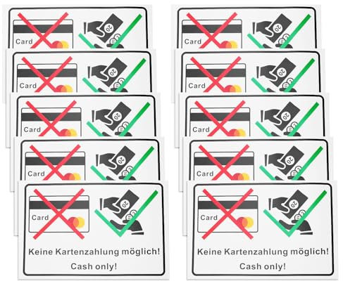 EMSea 10 Stück Aufkleber “Nur Barzahlung“ In Deutscher Version 150 X 100mm Vinyl Aufkleber Selbstklebend für Barzahlung Schild für Kassen Kleiner Unternehmen