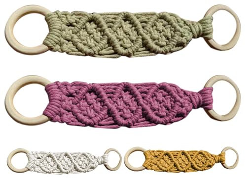 Makramee-Häkelring-Set für Küche und Badezimmer, 4-teiliger Handtuch-Organizer und dekorativer Handtuchaufhänger, perfekt für Küchentücher, Handtücher und Dekoration.