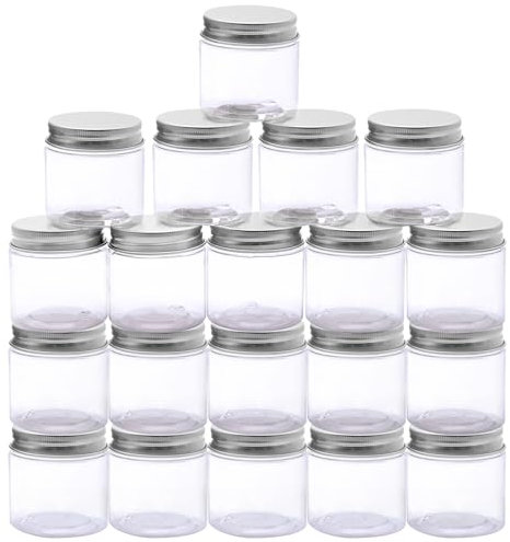 NVGFTG 20 Pièces Pots Cosmétiques en Plastique, 60 ml Pots de Crème à Remplir avec Couvercle et étiquettes, Contenants Cosmétiques Vides pour échantillons, Cosmétiques, Nail Art