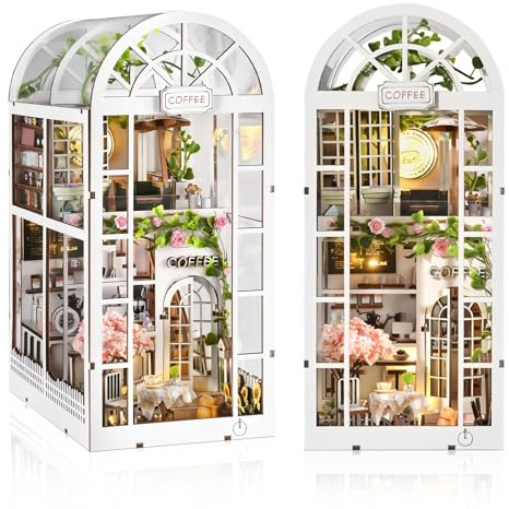 Foyucool DIY Book Nook Kit für Erwachsene, Kaffeegarten