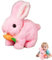 Générique Jouet Lapin Réaliste, 2025 Nouveau Lapin Peluche Interactif, avec des Carottes, Lapin avec Son, Mouvement Et Marche, Cadeaux De Pâques pour Enfants (Rose)