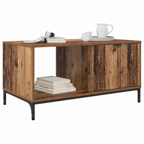 vidaXL Coffee Table Old Wood 90 x 49 x 46 cm Engineered Wood, Stylish Rectangular Coffee Table, Durable Modern Living Room Furniture, Functional Centerpiece, Compact Design with Storage