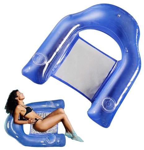 Pools Float Chair – Aufblasbare Faltbare Poolliege, Schwimmsitz für Erwachsene, Wasserstuhl mit Getränkehalter, Sommer-Pool-Schwimmer für See, Schwimmen, Entspannung, Sonnenbaden, Party