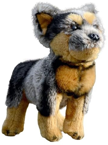 SMJWH Realistischer Blue Merle Plüschhund im Stil eines Australian Cattle Dogs, süßer, getupfter Heeler, weiches und lehrreiches Geschenk for