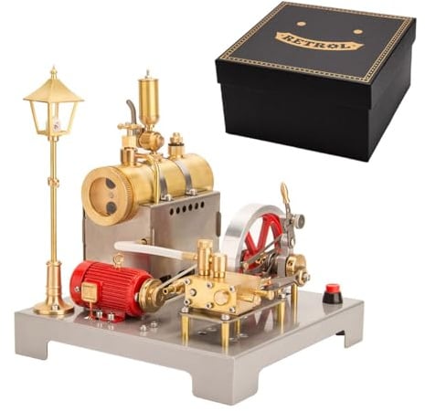 ToysWeltX Retrol SE-02 Modellino Metallo Per Un Motore A Vapore Stazionario Orizzontale Reversibile E Una Caldaia Con Generatore E Lampione Strada (100 pezzi)