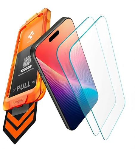 Spigen AlignMaster S Schutzfolie [2 Stück] für iPhone 17 Pro | inklusive Installationskit, Kristallklar, Präzise Berührung, Kratzfest, Kristallklar, Hüllenfreundlich, 9H Härte Folie