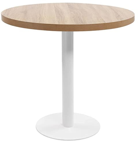 YuuSsea Bistrotisch Hellbraun 80 cm MDF-Platte, runder Esstisch für 2 Personen, robuster Stehtisch für Küche, Café, Restaurant, Stahlgestell
