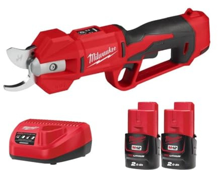 Milwaukee M12BLPRS-202 12V M12 Cordless Brushless Pruning Shears with 2 x 2.0AH Batteries & Charger