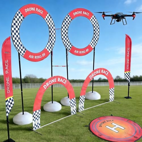 Drohnen-Renn-Trainingsset, Drohnen-Hindernisparcours-Set mit Flaggen und Toren, Landematte, professionelles Drohnen-Trainingsset für Anfänger, Renn-Hindernisparcours
