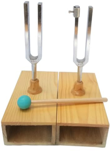 Gishbjka Guitar Tuner Tuning Fork 440HZ with Wood Resonator Box Tuning Fork Resonator Tuning Fork Knocker